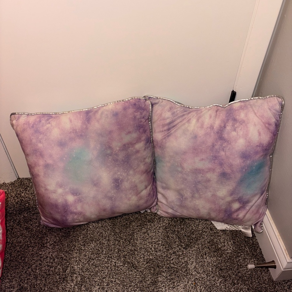 Purple and Blue Tie-Dye Throw Pillow Set